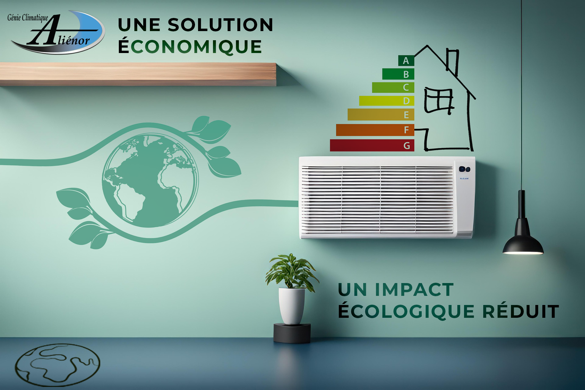 L'image met en avant une technologie innovante qui aide à réduire les factures d'énergie tout en respectant l'environnement. Les experts d'Aliénor Génie Climatique à Périgueux pourront installer une pompe à chaleur écologique chez vous.